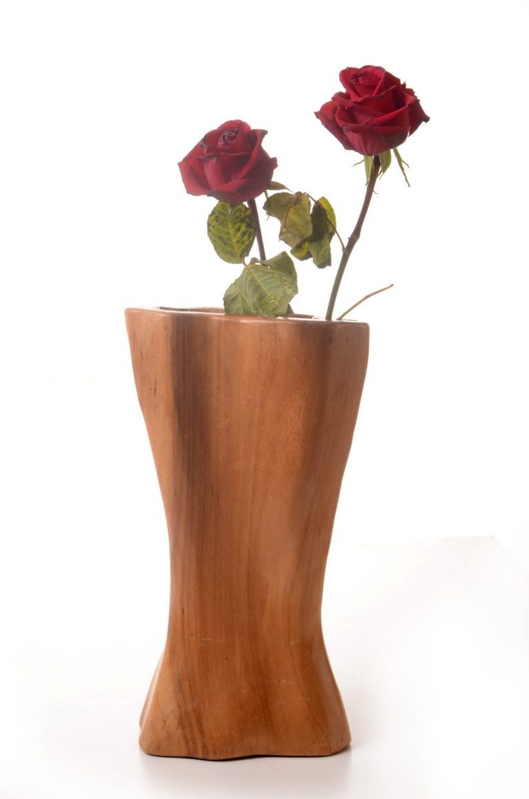 Afrika Deko Shop Blumenvase aus Holz, afrikanisches Unikat