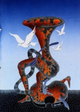 Batik Stoffbilder aus natürlichen Farben im Afrika-Deko-Shop kaufen